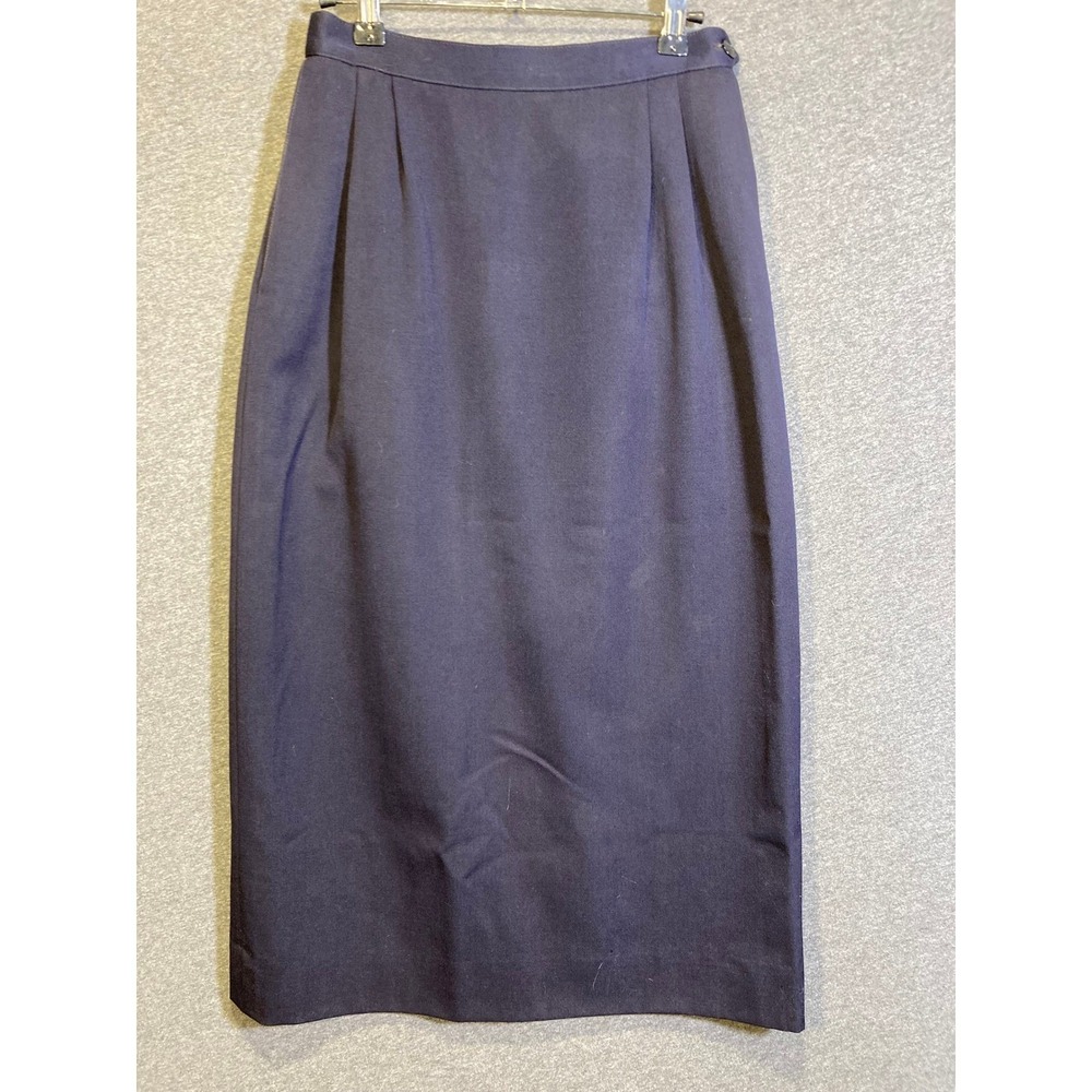 Austin Reed of Regent Street Blue Virgin Wool Midi Skirt Tailored Button‎ USA 6